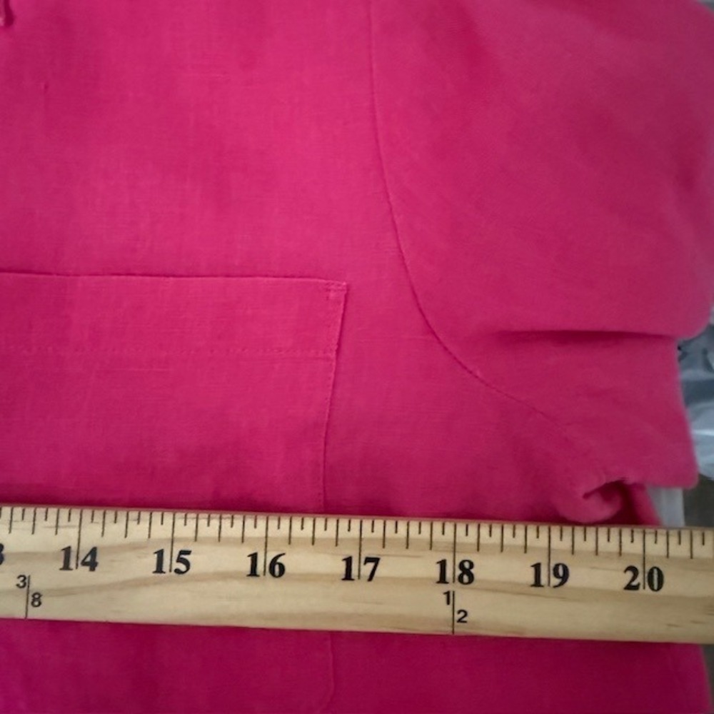 Lafayette 148 100% Linen Button Down Tunic Shirt Dress Fuchsia Pink M Pockets - Picture 5 of 9